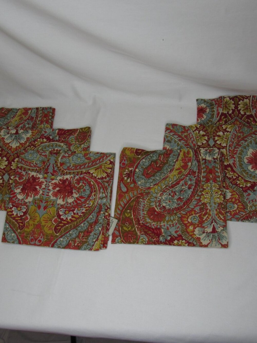 Pottery Barn Red Paisley Print Cloth Napkins Set of 6 - Picture 2 of 5
